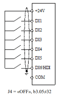 Схема подключения цифровых входов СИРИУС-С8 по типу PNP