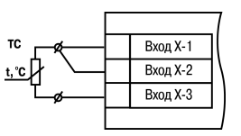 Трехпроводная схема
подключения ТС