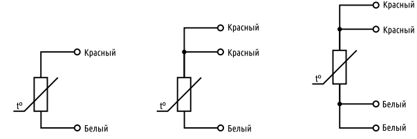 Схемы соединения внутренних проводов термопреобразователя TRE.C02
