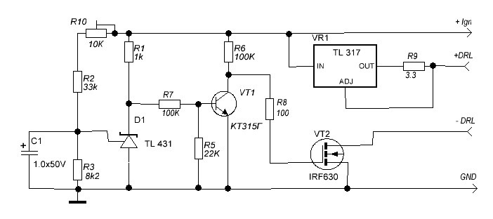 Контроллер для светодиодных DRL на TL431