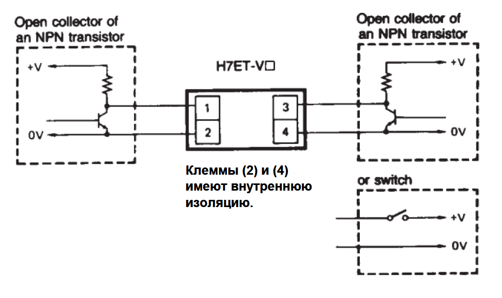 Твердотельный вход (вход открытого коллектора транзистора NPN)