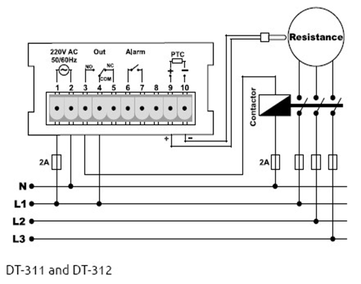 Схема подключения Tense DT-311, DT-312