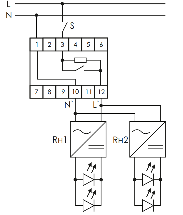 схема подключения для защиты выключателей от пускового тока при подключении емкостных нагрузок