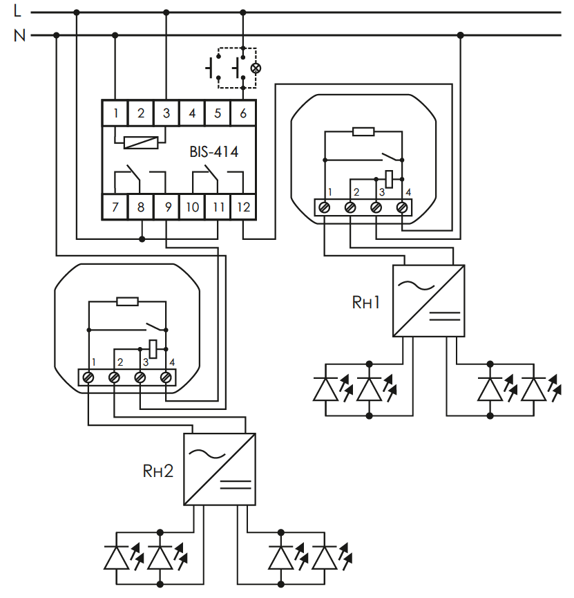 схема подключения для защиты от пускового тока контактов реле