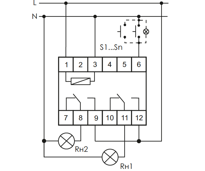 Схема подключения с управлением от нейтрали (N)